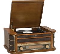 Electronics Mcr-50 Lecteur De Disques Vinyles Design Rétro.Radio Fm/Am.Lecteur Cd Et Cassette.Haut-Parleurs 5W.Fonction D'Enregistrement.Boîtier En Bois
