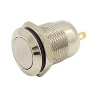 ElectronicSwitch 1pcs 12mm Waterproof Momentary Flat Round Stainless Steel Metal Push Button Switch Car Start Horn Speaker Bell Automatic Reset