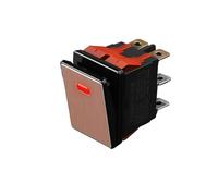 ElectronicSwitch 2822-3 Gear with Red/Green/Blue Light Waterproof KCD6 Rocker Aluminum Brushed Panel High-Gloss Edge Metal Boat Switch(R-(Golden P) 2-Speed,110V)