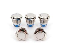 ElectronicSwitch 5Pcs Metal 19mm Momentary OFF-MOM Flat Round Push Button Switch Screw Connection