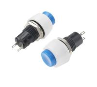 ElectronicSwitch 6PC DS-450 Self-locking Round Small Push Button Switch Terminal 250V 2A Blue Copper Pin 10mm Mounting Hole