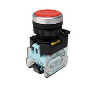 ElectronicSwitch Emergency Stop Switch FXB38 22 mm Push Button On Off 1NO1NC Momentary Latching 10 A 440 V Flat Head Power Start Stop Buttons with Fixation(Red, Momentary Self-Reset)