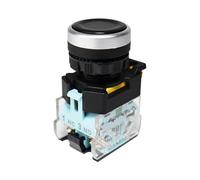 ElectronicSwitch Emergency Stop Switch FXB38 22 mm Push Button On Off 1NO1NC Momentary Latching 10A 440V Flat Head Power Start Stop Buttons with Fixation(Black,Momentary Self-Reset)