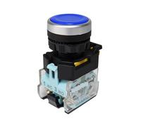 ElectronicSwitch Emergency Stop Switch FXB38 22 mm Push Button On Off 1NO1NC Momentary Latching 10A 440V Flat Head Power Start Stop Buttons with Fixation(Blue,Momentary Self-Reset)