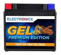 Electronicx, 12N7-4A GEL, batterie moto 12V 7Ah 100A - batterie de démarrage sans entretien, scellée, étanche, compacte et fiable - batterie haute performance pour scooter, moto, quad, tondeuse.