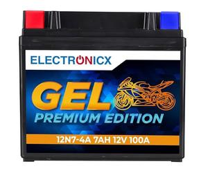 Electronicx, 12N7-4A GEL, batterie moto 12V 7Ah 100A - batterie de démarrage sans entretien, scellée, étanche, compacte et fiable - batterie haute performance pour scooter, moto, quad, tondeuse.
