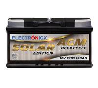 Electronicx Batterie AGM 120Ah 12V - Deep Cycle Solar Edition - Batterie Solaire 12V C100 avec Technologie AGM - 353x175x190mm - sans Entretien - pour Camping-Car, Bateau, photovoltaïque