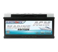 Electronicx Batterie AGM 12V 140Ah - Batterie haute performance scellée, sans entretien, 393×175×190 mm, pôle positif à droite, idéale pour bateau, solaire, camping-car, van