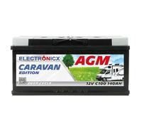 Electronicx Batterie AGM 140Ah 12V pour camping-car - de service Deep Cycle pour solaire, bateau, yacht, van, marine - Batterie embarquée sans entretien 393x175x190mm