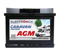 Electronicx Batterie AGM Édition Caravan 12V 80Ah / 80 Ah -à décharge lente,étanche, borne positive à droite Batterie de service pour camping-car, caravane loisirs-haute résistance aux cycles