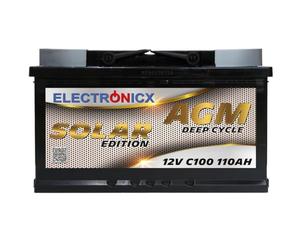 Electronicx Batterie AGM Solaire 12V 110Ah - 110 ah Batterie à Décharge Profonde - Entièrement scellée & sans entretien- Idéale pour Camping-car, Bateau, Yacht, Système Solaire & Autonomie Énergétique