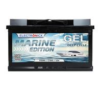 Electronicx Batterie Gel de Service 12V 110Ah / 110 Ah Édition Marine - Technologie Gel,pôle Positif à Droite, Batterie à décharge Lente pour Bateau, Solaire, Camping-Car, Van, photovoltaïque, Yacht