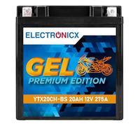 Electronicx Batterie GEL Moto 12V 20Ah, 275A démarrage - sans entretien, étanche, anti-vibrations, compacte & fiable - idéale pour moto, quad, ATV, jetski