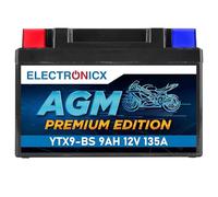 Electronicx Batterie Moto AGM YTX9-BS 12V 9Ah - Batterie de démarrage sans entretien, scellée et étanche - Haute performance 135A - Format compact 149,2× 83,6×104mm- pour scooter, quad, moto, ATV