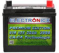 Electronicx Batterie pour tracteur tondeuse 12V 30Ah 30 ah U1R 300A - Batterie de démarrage pour tondeuse autoportée, tracteur de pelouse, pôle positif à droite, AGM, 196×132×182 mm, haute performance
