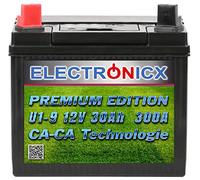 Electronicx Batterie pour Tracteur Tondeuse 12V 30Ah U1-9 300A 30 ah AGM - Batterie de démarrage pour Tondeuse autoportée, pôle Positif à Gauche, 196×132×182 mm, sans Entretien, scellée