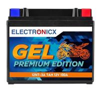Electronicx GEL 12N7-3A batterie moto 12V 7Ah 100A - sans entretien,robuste et compacte - batterie de démarrage avec technologie gel pour moto, quad et ATV - remplace : SR500, GN125 et autres modèles.