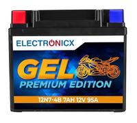 Electronicx GEL-12N7-4B Batterie moto 12V 7Ah Gel - Batterie de démarrage sans entretien, résistante aux vibrations et aux fuites - Batterie compacte haute performance pour scooter, moto, ATV & quad.