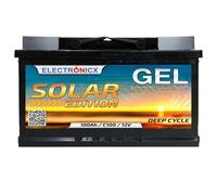 Electronicx Gel Solar Edition 100Ah 12V Batterie de Service - Batterie Gel 100 Ah à décharge Profonde - scellée, pour Une Utilisation en intérieur - sans Fuite d’Acide- Protection Contre la Corrosion