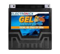 Electronicx GEL YIX30L-BS 12V 29Ah 380A - Batterie moto puissante, sans entretien, scellée et étanche. Parfaite pour Harley, ATV ou scooter. Robuste, fiable et prête à l'emploi.