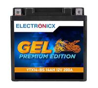 Electronicx GEL YTX14-BS Batterie Moto 12V 14Ah 200A - Batterie de démarrage fiable pour moto, scooter, quad, ATV - compacte 151x86x145 mm. Sans entretien, scellée, étanche, durable.