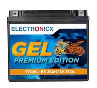 Electronicx YTX20L-BS GEL batterie moto 12V 20Ah 270A - Batterie de démarrage compacte, sans entretien et résistante aux vibrations. Idéale pour scooter, ATV et moto. Dimensions :176,5×87,5×154mm