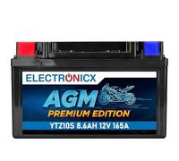 Electronicx YTZ10S Batterie Moto AGM 12V 8,6Ah 165A - Batterie de démarrage étanche et sans entretien pour motos, scooters & sports motorisés - résistante aux vibrations, compacte & prête à l'emploi