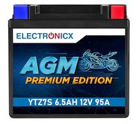Electronicx YTZ7S Batterie moto AGM 12V 6,5Ah 95A - Batterie de démarrage sans entretien, scellée pour moto, quad & powersport - résistante aux vibrations, étanche, compacte & prête à l’emploi