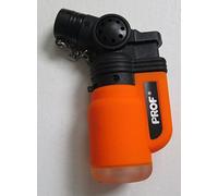 Electronique Rechargeable coupe-vent Jet Flamme bleue coudé Chalumeau Jerrican en caoutchouc Réservoir Touch Turbo Prof Briquet à gaz Cigarette Cigare Sports de cuisine de camping (Orange)
