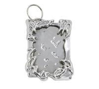 Electroplate Photo Card Holder Keychain, Plating Silver Plastic ID Badge Holder with Keychain, Irregular Frame Photocard Badge Protector for Student Card Idol Pictures (1PCS)