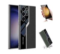 Electroplated Leather Anti-Fall Protective Phone Case for Samsung S24 Plus Ultra,Luxury Matte Magnetic Cover,Business Slim Anti-Slip Shockproof Mobile Shell (Carbon Fiber Vein, S24 Ultra)
