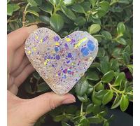 Electroplated Point Shiny Heart Shape Crystals Cluster Art Decor Angel Aura Clear Magic Quartz Jewelry Ornaments (Size : 80-90g) Gemstone Stone