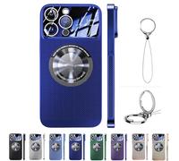 Electroplating Heat Dissipation Magnetic Large Window Phone Case, Full Cover Mirror Cooling Electroplating Heat Dissipation Phone Case for iPhone 16/15/14/13/12 11 Pro Max Plus (14promax,Blue)