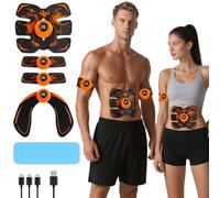 Electrostimulateur Musculaire, EMS Ceinture Abdominale Electrostimulation, 8 Modes et 19 Intensités,Stimulateur Musculaire, USB Rechargeable,16 Morceaux D'hydrogel, pour Abdos/Bras/Jambes/Fesses