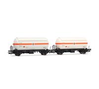 Electrotren HE6072 RENFE, Pack de 2 Wagons-citernes à gaz Type PR, Butano S.A. Orange-Blanc, ép. Packs de Wagons de fret IV