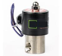 Électrovanne 3/8" - Électrovanne électrique en acier inoxydable 12 V CC - Normalement fermée - Joint d'étanchéité