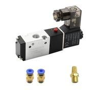 Électrovanne 3V110-06 1/8 ", vanne de contrôle d'air pneumatique à 3/2 voies, vanne magnétique à gaz électrique, corps en aluminium DC12V 24V AC110V 220V(3V110-06 w PC6-01,AC220)
