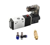 Électrovanne 3V110-06 1/8 ", vanne de contrôle d'air pneumatique à 3/2 voies, vanne magnétique à gaz électrique, corps en aluminium DC12V 24V AC110V 220V(3V110-06 w SL6-01,AC110)