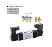 Électrovanne 4V120-06 Double tête Double commande 5 voies 2 positions Maintien hors tension Vanne directionnelle pneumatique(With 8mm fittings,DC24V)