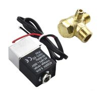 Électrovanne à 2 voies normalement fermée pour contrôle de la vapeur d'air, gaz, eau avec port fileté femelle G1/4 pouce et corps en aluminium à 220 V (B)