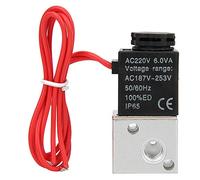 Électrovanne à action directe, vanne à 2 positions et 3 voies avec corps en alliage d’aluminium pour l’eau, l’air et l’, port de G1/8 pouce, vanne industrielle étanche à la po (220V)