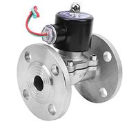 Électrovanne à bride de connexion en acier inoxydable NC à action directe G3/4" 2W20020BF, vanne 2 voies normalement fermée pour eau, gaz, huile avec diaphragme NBR pour haute pression industrielle