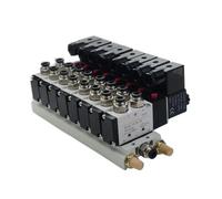 Électrovanne combinée multivoies 4V210-08 Stations de collecteur DC12V 24V AC220V avec raccords Électrovannes 5 ports 2 positions(10 Stations)
