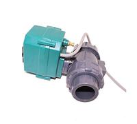 électrovanne, CTF-001 DN50 UPVC Double Union Double DC24V CR04 NC Type NC Valve à boulets en plastique PVC motorisé avec position et remplacement manuel(BSP_24V_3WIRES CONTROL)