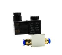 Électrovanne de commande pneumatique 2V025-06 G1/8 2V025-08 G1/4, normalement fermée, for air, eau, huile, 12 V, 24 V, 110 V, 220 V, 2 ports, 2 voies(2V025-06 DC12V,10mm fittings)