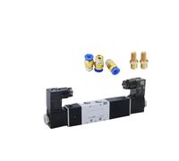 Électrovanne directionnelle pneumatique à double tête et double commande, 1 pièce, 4V130C-06, 5 voies, 3 positions, maintenance hors tension(4mm fittings,DC12V)