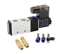 Électrovanne électrique pneumatique 4V210-08, 5 voies, 2 positions, contrôle de l'air et du gaz, vanne magnétique 12V 24V 220V, raccords tuyau 4mm-12mm, 1 pièces(Sl 6mm Adjust,DC12)