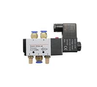 Électrovanne électrique pneumatique, 5 voies, 2 positions, contrôle de l'air et du gaz, vanne magnétique 12V 24V 220V, bobine Volt, tuyau 4mm-12mm(Rosso,DC24)