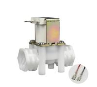 Électrovanne en plastique à filetage interne G1/2, vanne d'entrée et de vidange d'eau RO DN15, DC12 V, DC24 V, AC220 V(Pressure Type,24V_OPEN)