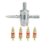 Électrovanne Kit de réparation de valve de pneu de voiture 4 en 1, outils de démontage de noyau de pneu automobile, extracteur de tige, tournevis Vanne(Army green)